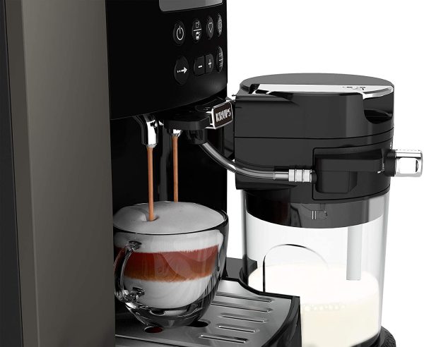 Krups Quattro Force Arabica Latte EA819E - Cafetera superautomática 15 bares, pantalla LCD, programas de leche y personalización bebidas, molinillo metálico profesional, modo limpieza, jarra leche Embalaje Deteriorado For Cheap