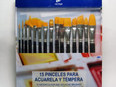 Van Gogh - Set 15 Pinceles Cortos Para Acuarela Y Témpera De Bolsillo Van Gogh Azul Embalaje Deteriorado For Discount