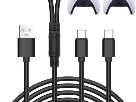 Tobheo 2 En 1 Cable de Carga Compatible para PlayStation 5 Controller, 3 Metros Doble USB Tipo C Cable de Carga Compatible para PS5 Mando, Mobile Phone, Tablet Hot on Sale