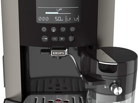 Krups Quattro Force Arabica Latte EA819E - Cafetera superautomática 15 bares, pantalla LCD, programas de leche y personalización bebidas, molinillo metálico profesional, modo limpieza, jarra leche Embalaje Deteriorado For Cheap