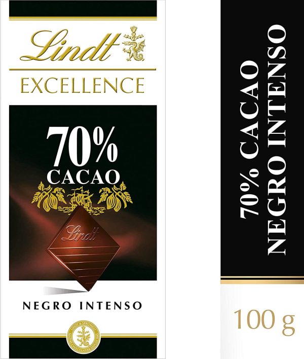 Lindt Excellence Tableta de chocolate negro 70% cacao, 100g - Pack de 5 unidades Embalaje Deteriorado Embalaje Deteriorado on Sale